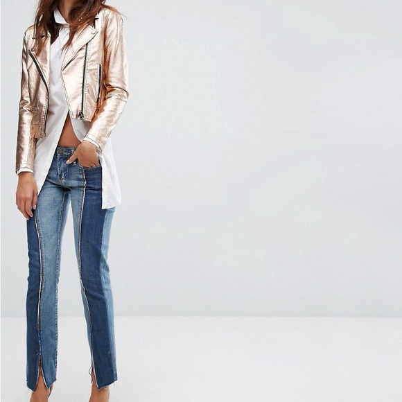 BLANK NYC Metallic Faux Leather Moto Jacket Rose Gold Party Holiday New Year - Picture 4 of 10